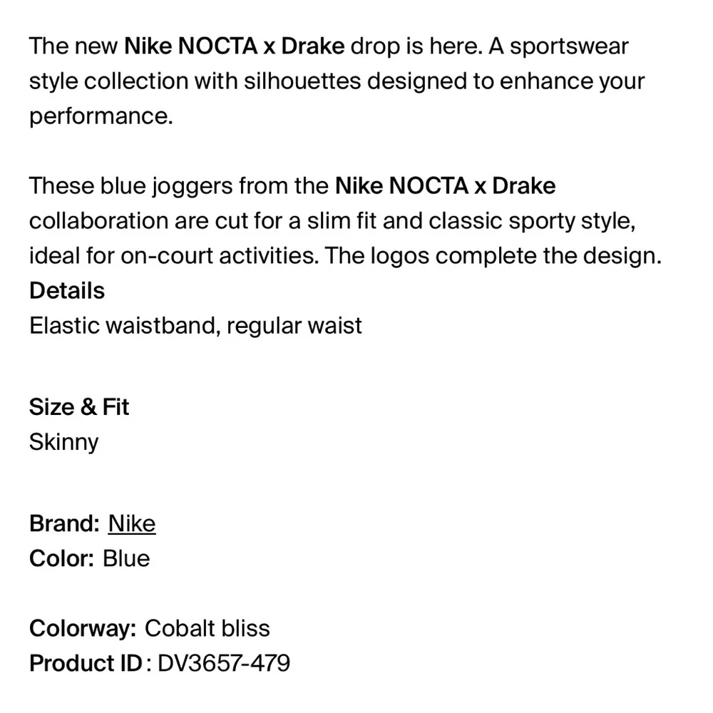Nike Nocta x Drake Dri-fit Tights Medium Cobalt Bliss Blue Joggers Skinny - Picture 3 of 9